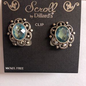 New Silver and blue clip on earrings- well crafted